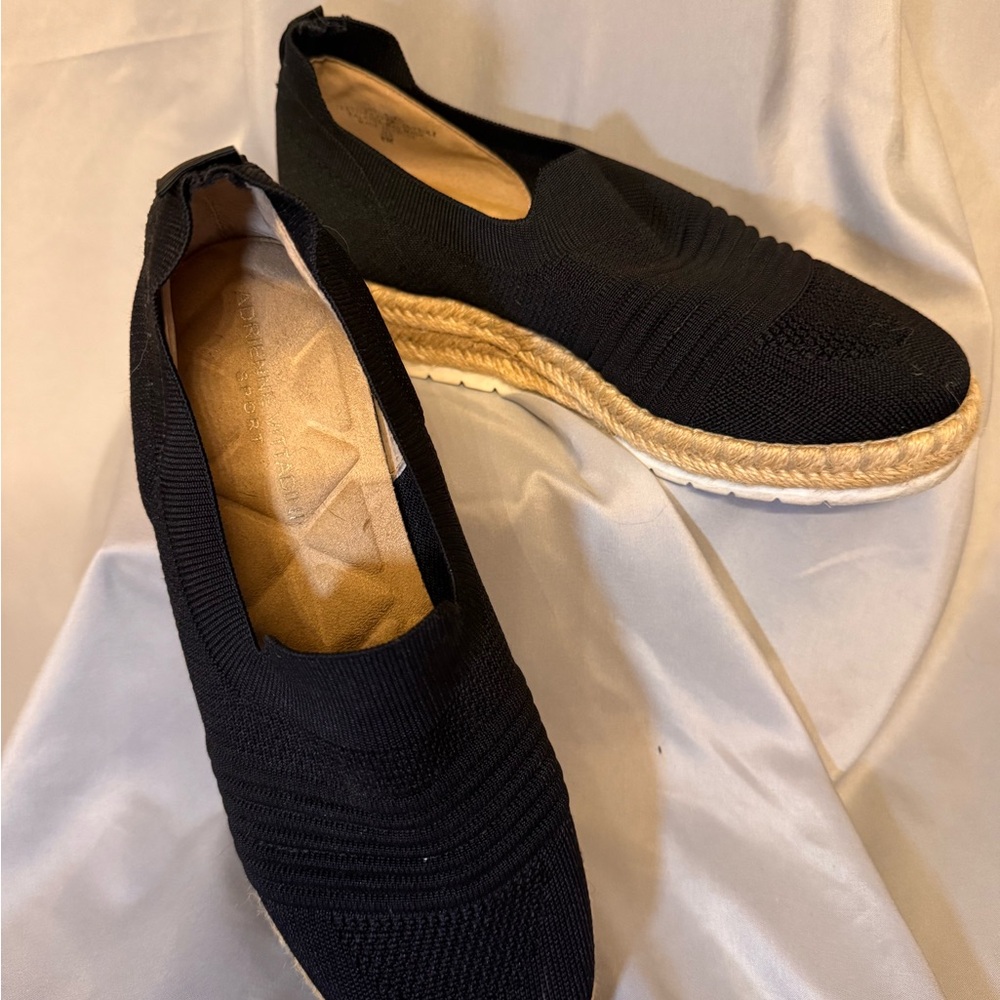 Adrienne Vittadini Sport Black Knit Slip-On Trainer